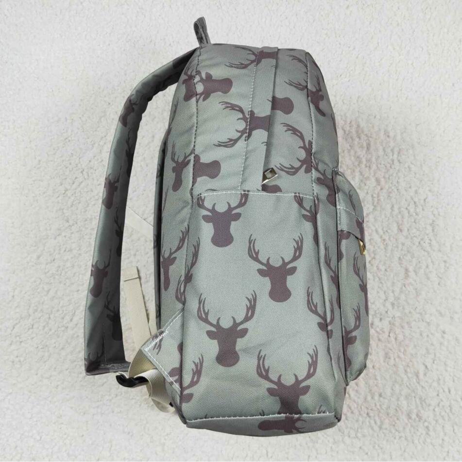 BA0171 Kids Boys Green Deer Print Backpack School Bag