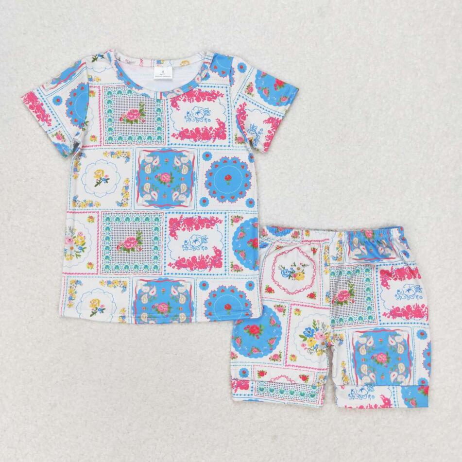 GSSO1304 Baby Girls Flower Patch Top and Shorts Set