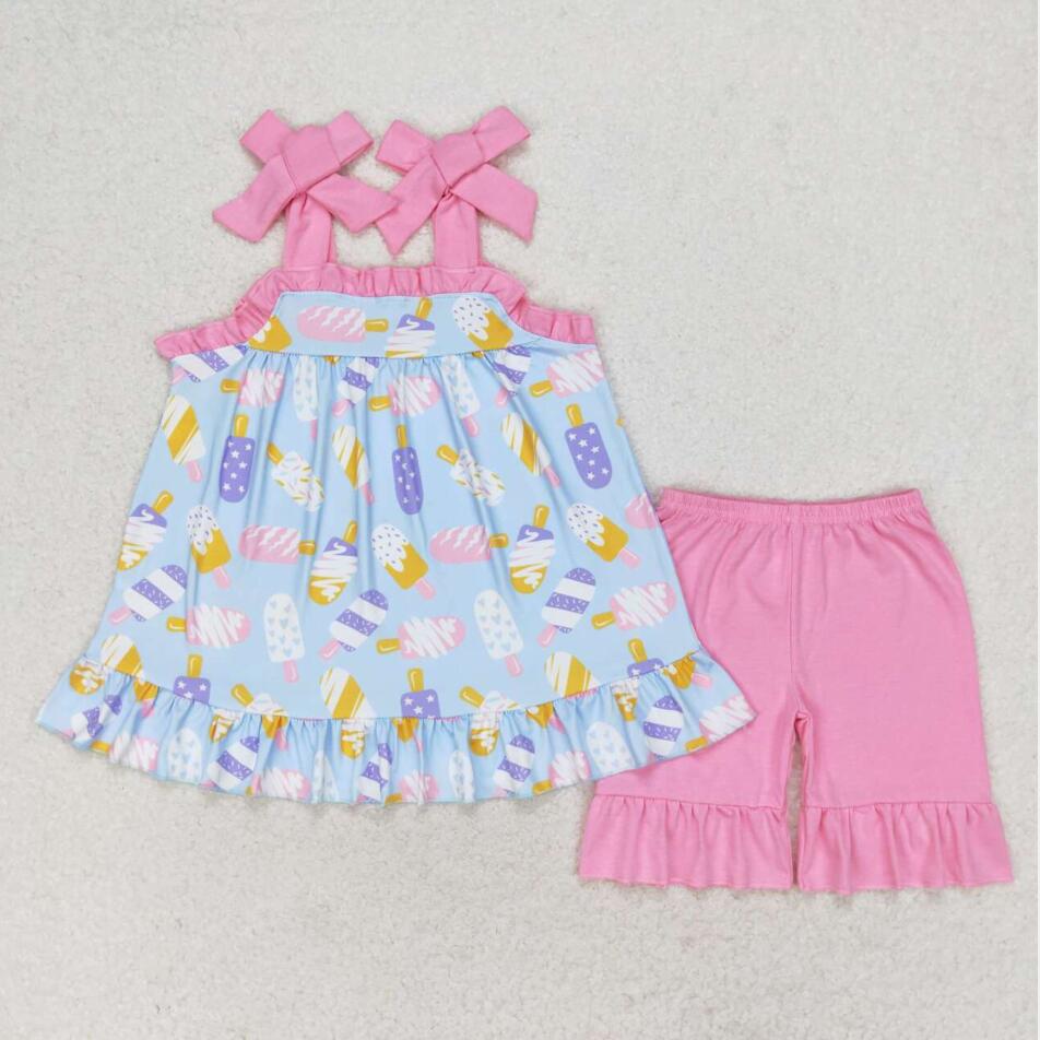 GSSO1037 Summer Baby Girls Popsicle Shorts Set