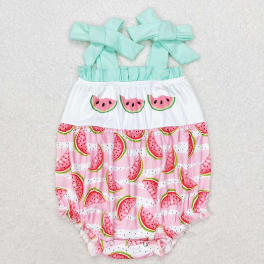 SR1157 Baby Infant Girls Watermelon Straps Rompers