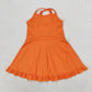 S0442 Baby Girls Orange Knit Knee Length Active Wear Dresses