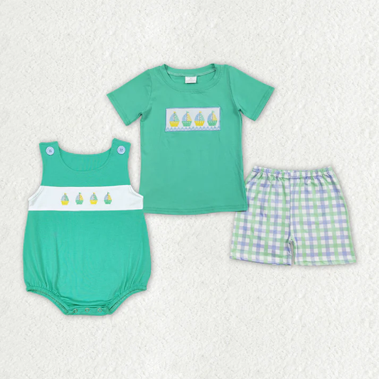 Baby Boys Boats Sibling Rompers Shorts Clothes Sets