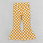 P0468 Baby Girls Orange Checkered Bell Flare Denim Pants