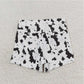 SS0332 Baby Girls Black White Cow Distressed Denim Shorts