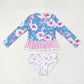 S0168 Baby Girls Long Sleeve Flower Print two pieces swimsuits