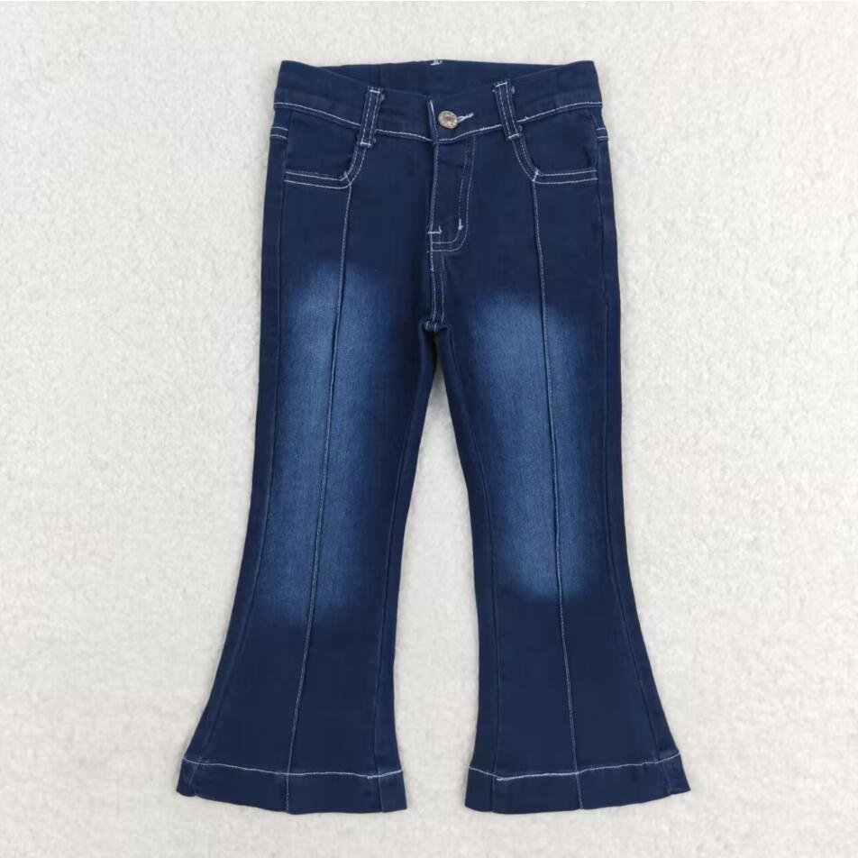 P0508 Baby Girls Western Bleached Denim Pants