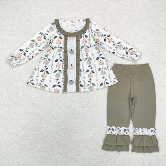 GLP1499 Baby Girls Embroidery Pumpkin Long Sleeve Pants Set