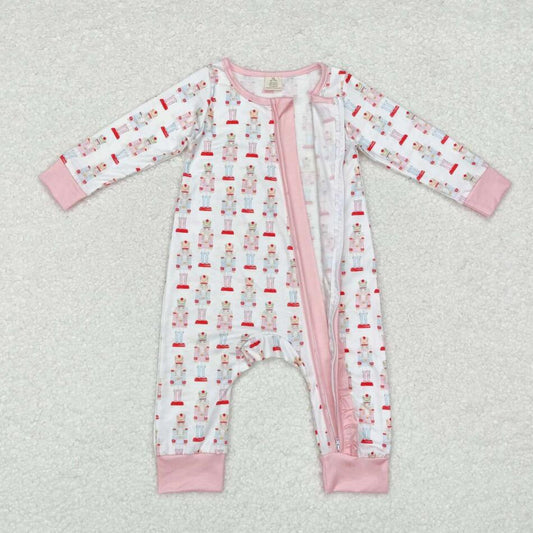 LR1185 Baby Girls Christmas Soldier Pink Bamboo Romper