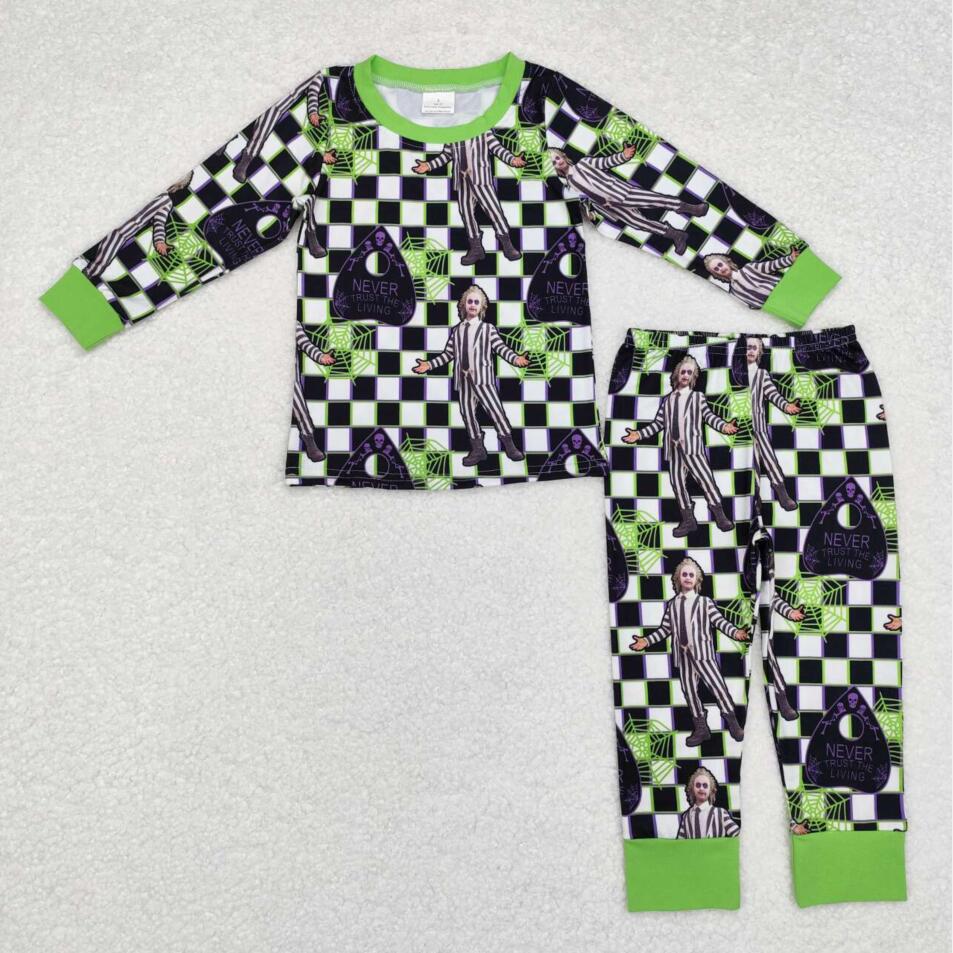 BLP0801 Baby Boys Halloween Checker Long Sleeve Pajama Set