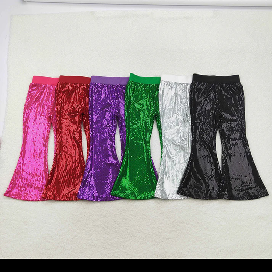 Baby Girls Colorful Sequin Sparkle Bell Bottom Pants