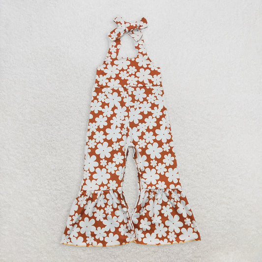 6.11 RTS NO MOQ Summer Baby Girls Bodysuit SR0315 Flowers Strap Bell Bottom Jumpsuits
