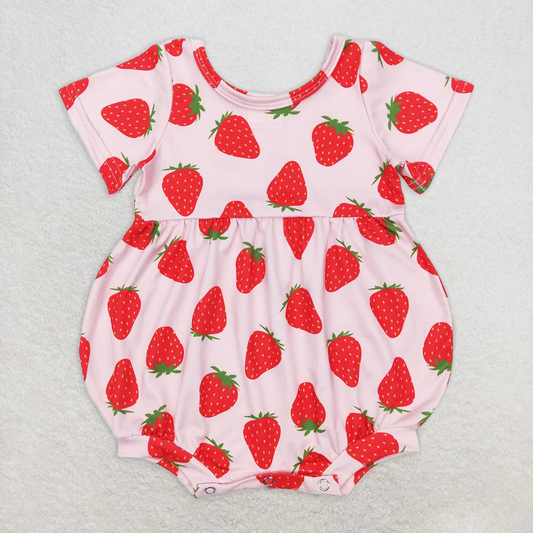 RTS NO MOQ Baby Girls Summer Bodysuit SR0535 Strawberry Short Sleeve Rompers
