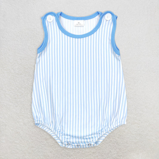 RTS NO MOQ Baby Boys Summer Bodysuit SR0711 Blue Stripes Sleeveless Rompers