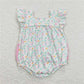 RTS NO MOQ Summer Sibling Baby Girls Pink Flowers Tops Ruffle Shorts Rompers Clothes Sets