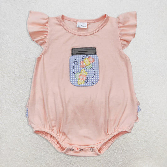 6.16 RTS NO MOQ Summer Baby Girls Bodysuit SR1112 Butterfly Flutter Sleeve Rompers