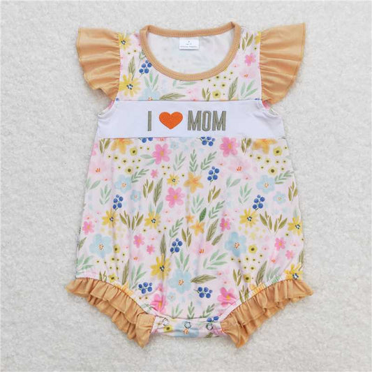 RTS NO MOQ Summer Sibling  Baby Girls I Love Mom Floral Sibling Sister Brother Shorts Clothes Sets