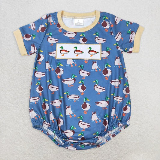 RTS NO MOQ Baby Boys Summer Bodysuit SR1134 Duck Ruffle Short Sleeve Rompers