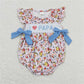RTS NO MOQ Summer Sibling Baby Girls I Love Papa Floral Bows Rompers Dresses