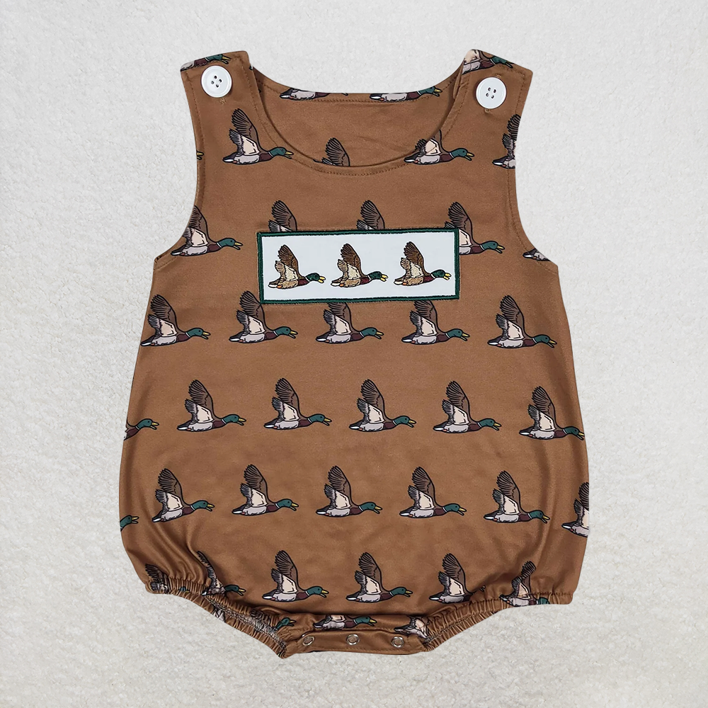 RTS NO MOQ Baby Boys Summer Bodysuit SR1285 Mallard Ducks Sleeveless Rompers