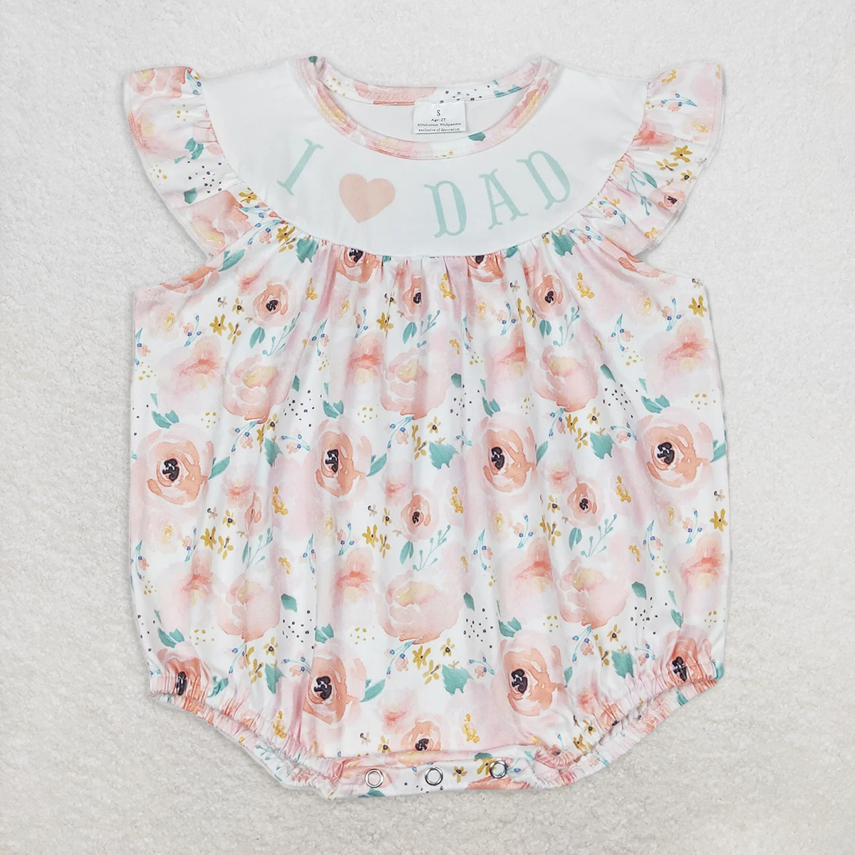 RTS NO MOQ Baby Girls Summer Bodysuit SR1349 I Love Dad Flowers Ruffle Sleeveless Summer Rompers