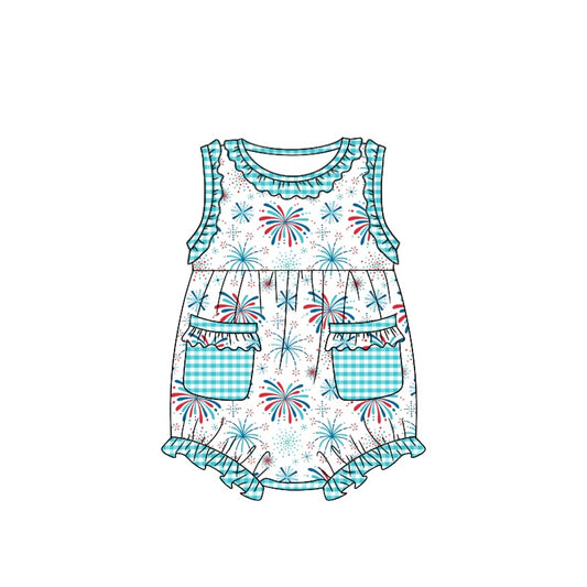 SR1354 hot sale blue ruffle summer kid jumpsuit rompers