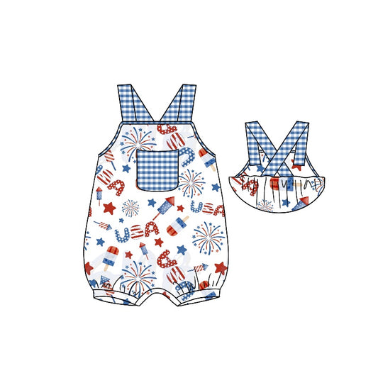 SR1366 4th of july USA boy jumpsuit summer cute baby romper