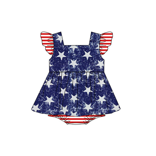 SR1373 4th of July summer kid jumpsuit rompers