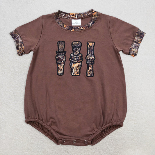 RTS NO MOQ Baby Boys Summer Bodysuit SR1402 Camo Duck Call Brown Short Sleeve Rompers