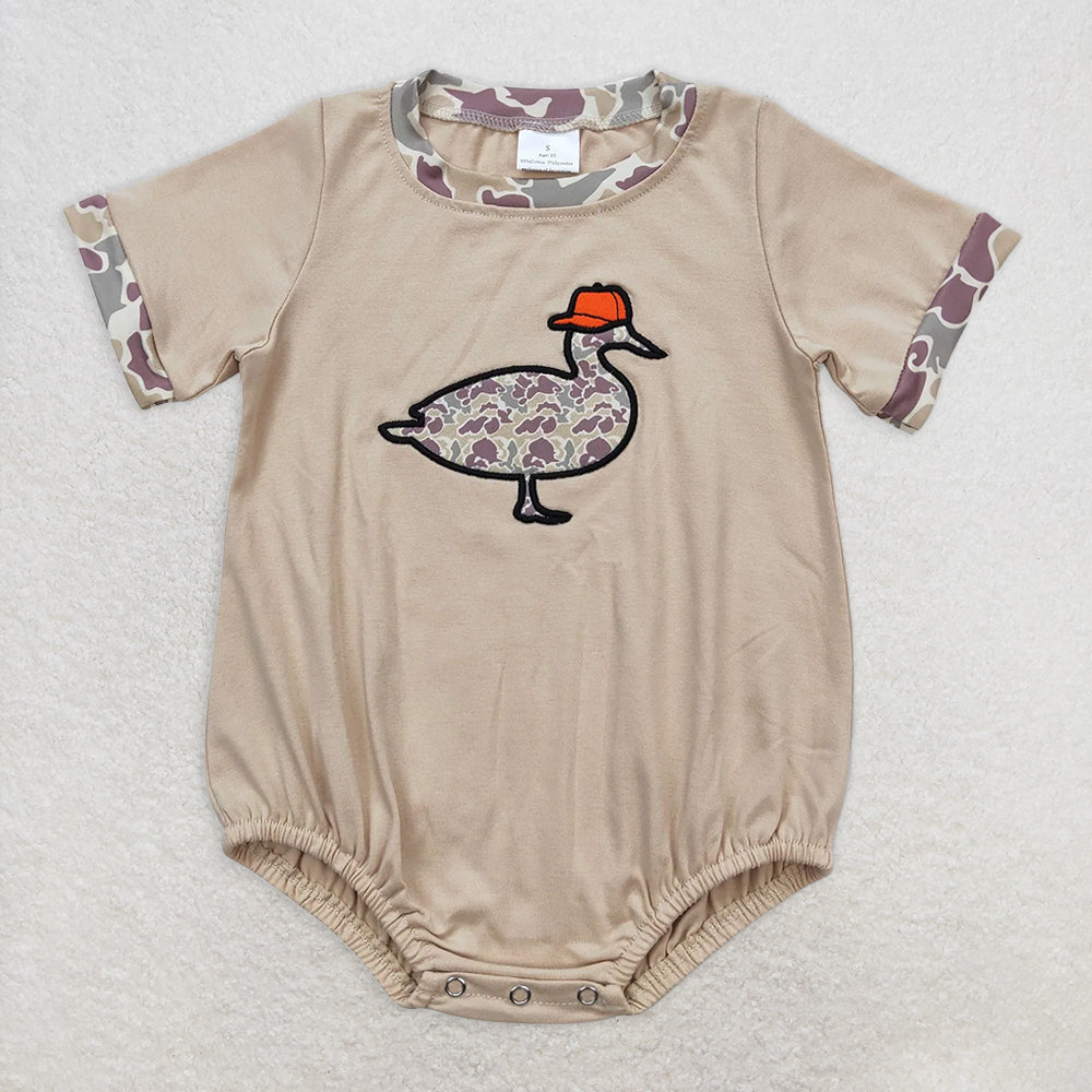 RTS NO MOQ Baby Boys Summer Bodysuit SR1403 Camo Duck Hat Short Sleeve Rompers