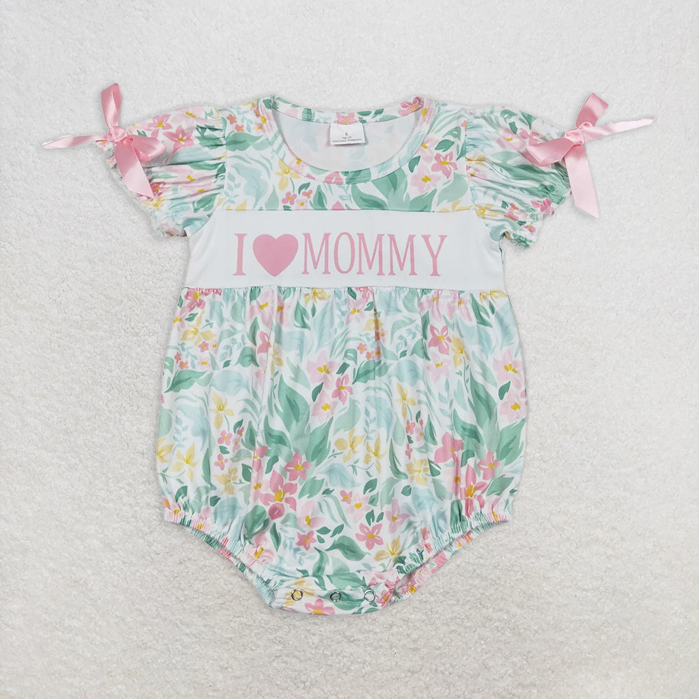 5.26 RTS NO MOQ Baby Girls Summer Bodysuit SR1471 I Love Mommy Flowers Rompers