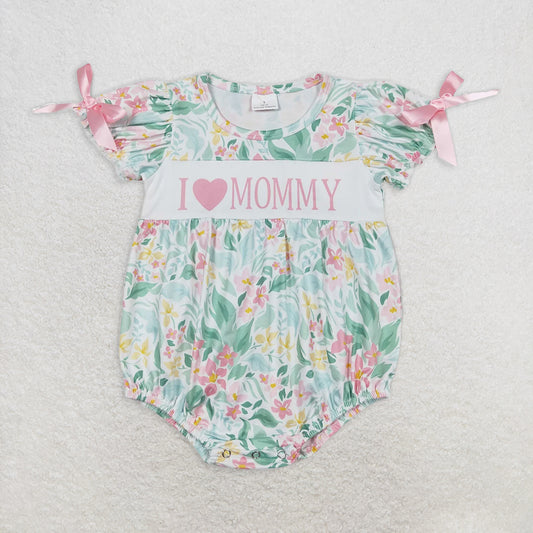 5.26 RTS NO MOQ Baby Girls Summer Bodysuit SR1471 I Love Mommy Flowers Rompers