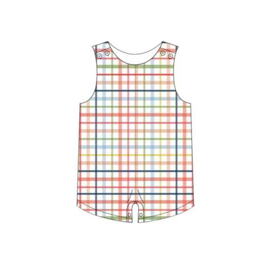 SR1526 plaid short sleeve kid jumpsuit summer cute baby romper