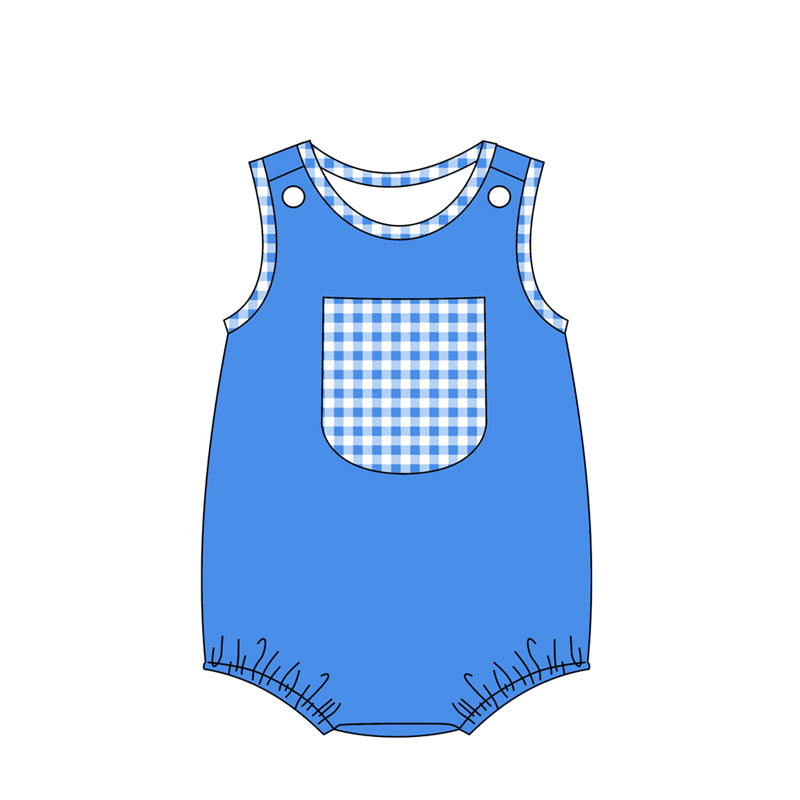 SR1536 Blue short sleeve kid jumpsuit summer cute baby romper