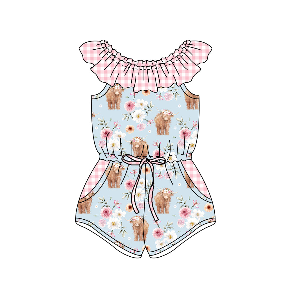 SR1552 Cow short sleeve design kid jumpsuit baby romper