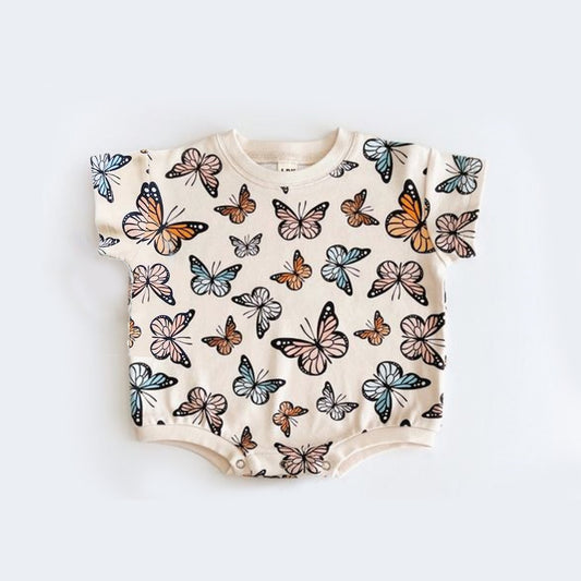 SR1558 butterfly short sleeve design kid jumpsuit summer baby romper