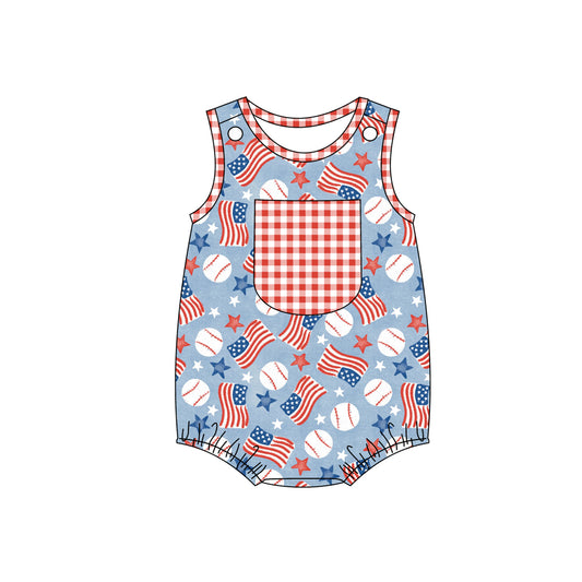 SR1563 4th of july short sleeve design kid jumpsuit summer baby romper