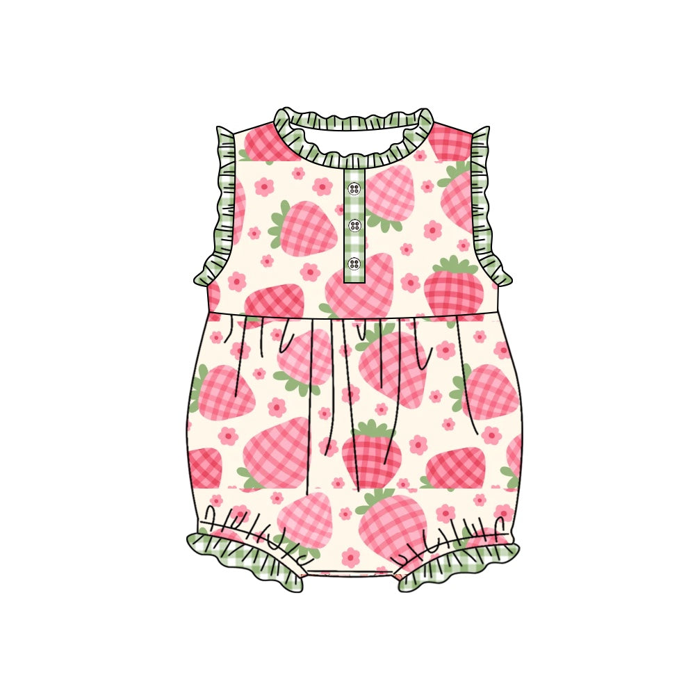 SR1573 Strawberry summer design short sleeve design kid jumpsuit baby romper