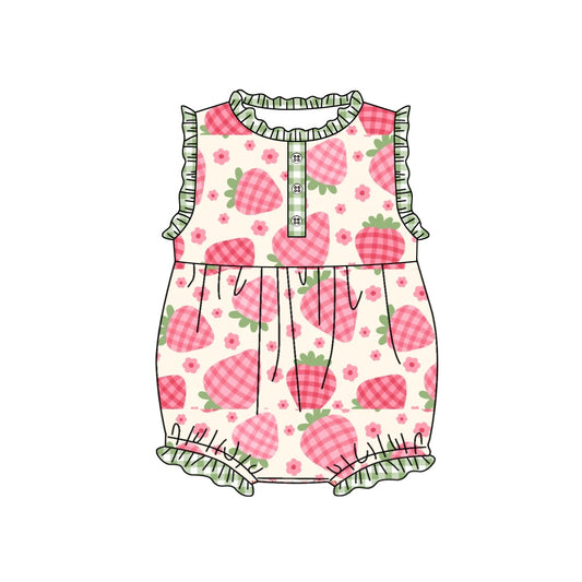 SR1573 Strawberry summer design short sleeve design kid jumpsuit baby romper