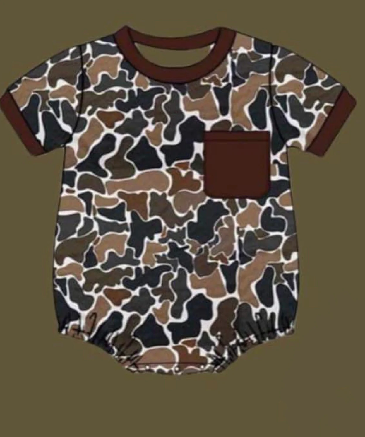 SR1580 Camo design summer short sleeve kid jumpsuit romper