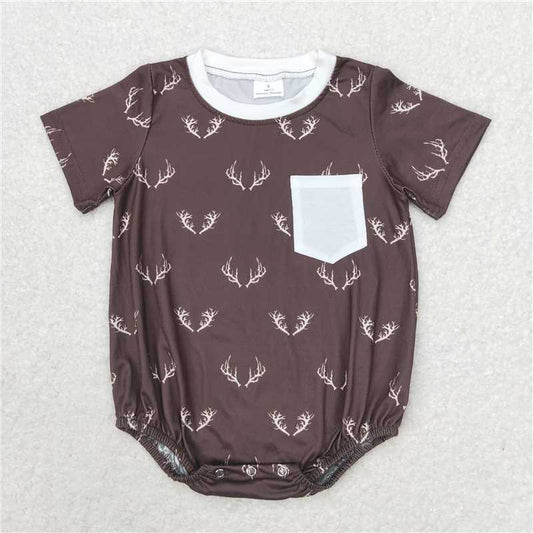 5.24 RTS NO MOQ Summer Sibling Baby Boys Brother Deer Rompers Clothes Sets