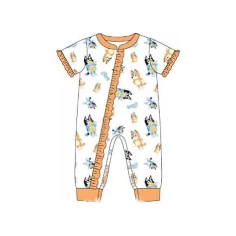 SR1667 Orange Cute Dog girl jumpsuit summer cute baby romper