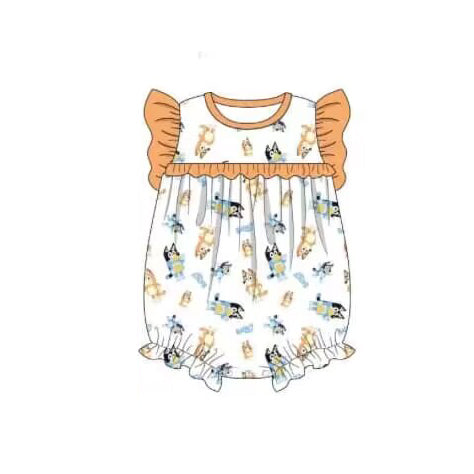 SR1668 Orange Cute Dog girl jumpsuit summer cute baby romper