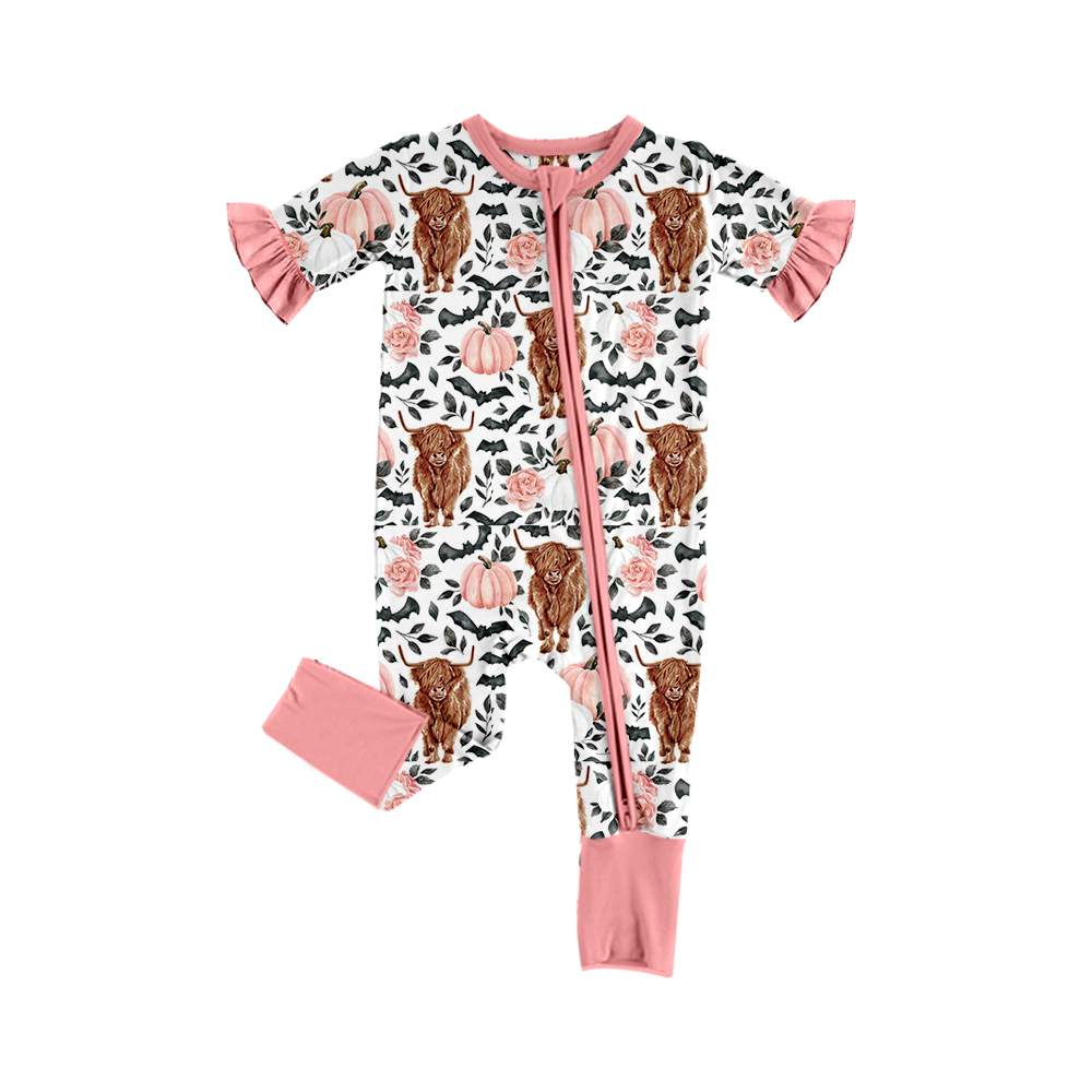 SR1691 pink cow kid jumpsuit summer cute baby romper