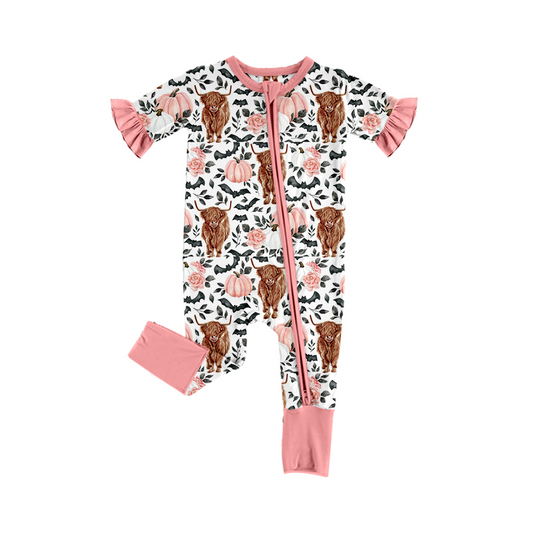 SR1691 pink cow kid jumpsuit summer cute baby romper