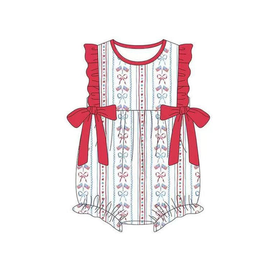 SR1717 Red ruffle cute kid jumpsuit summer cute baby romper