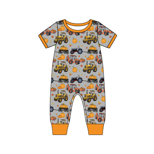 SR1843 pumpkin short sleeve  summer kid jumpsuit rompers