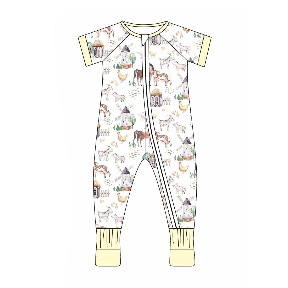 SR1876 Farm cute baby girls short sleeve romper