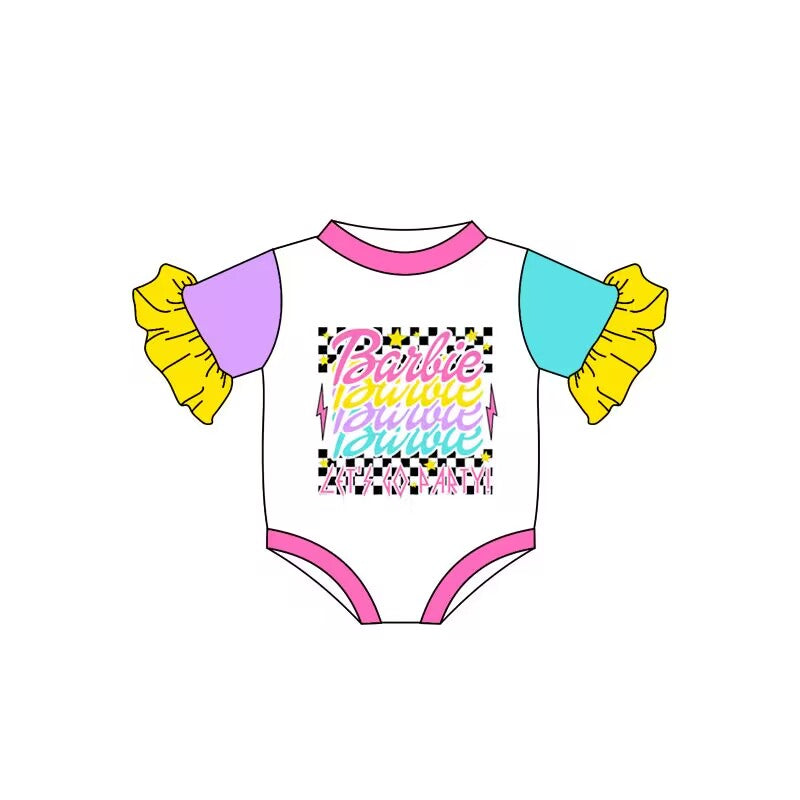 SR1877 Colorful baby girls short sleeve romper