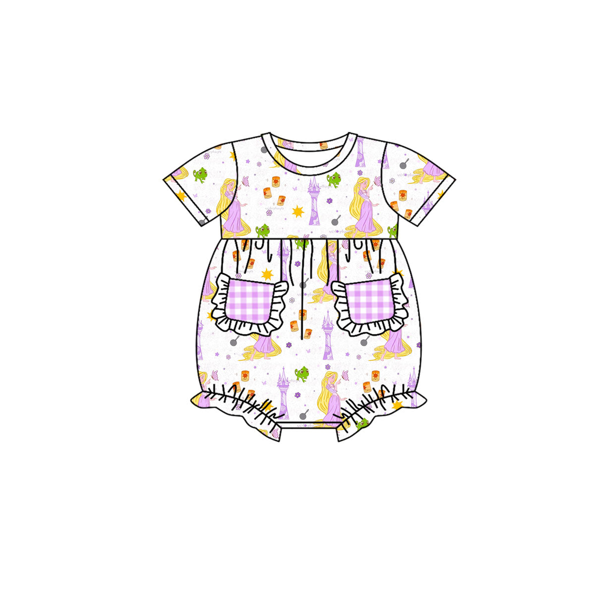 SR1885 Purple cute baby girl short sleeve romper