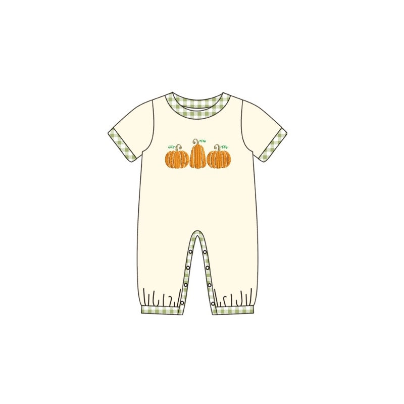 SR1889 pumpkin cute baby boy short sleeve romper